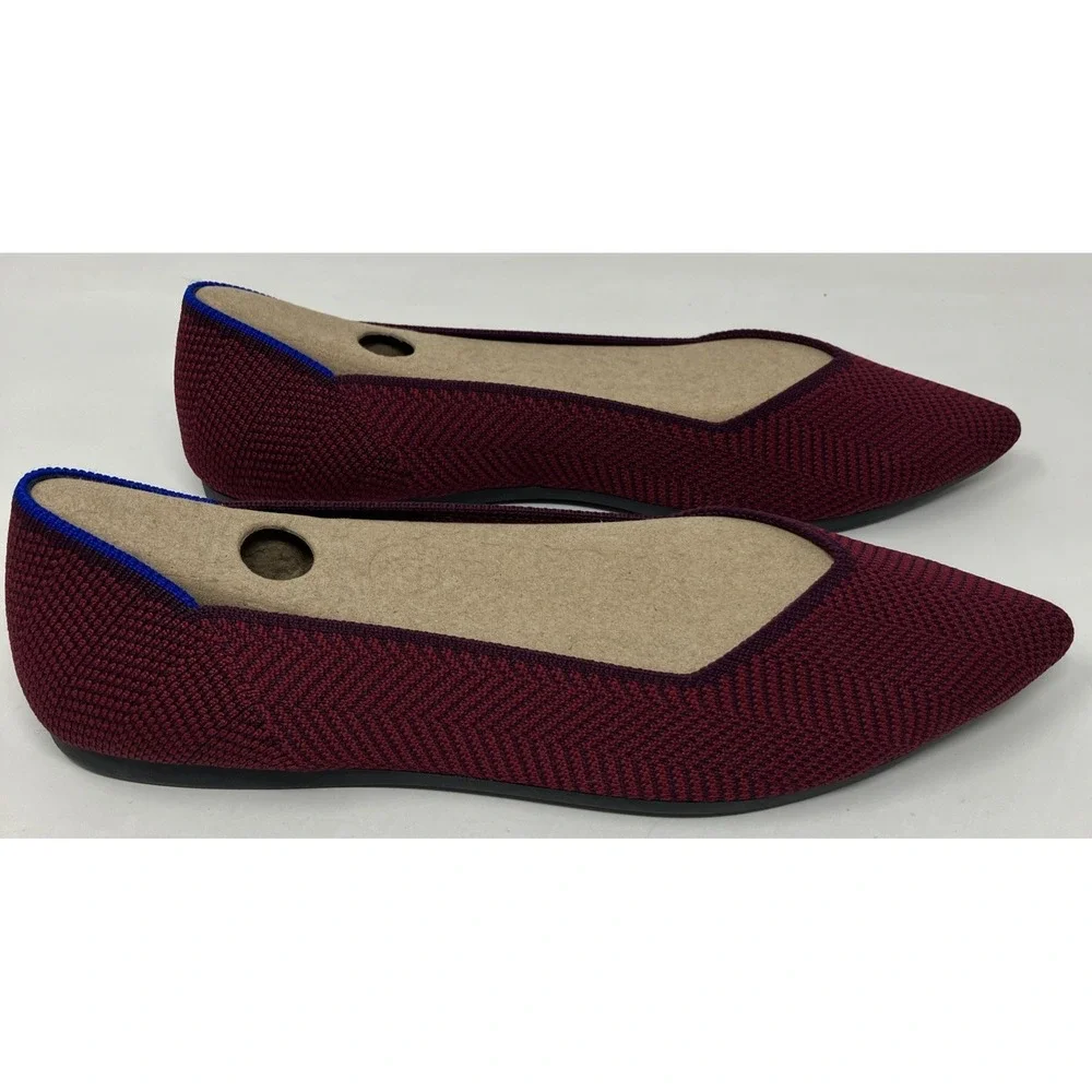Rothy's‎ US Size 8.5 Point Cabernet Burgundy Herringbone Knit Ballet Flats